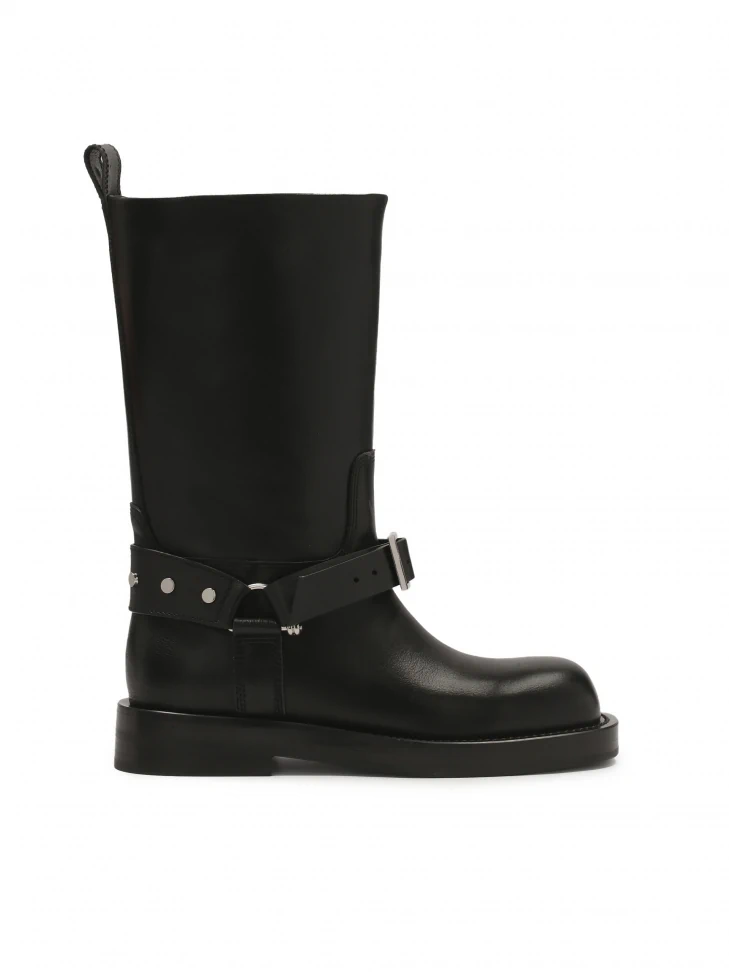 kazar Leather biker boots with slip-on upper