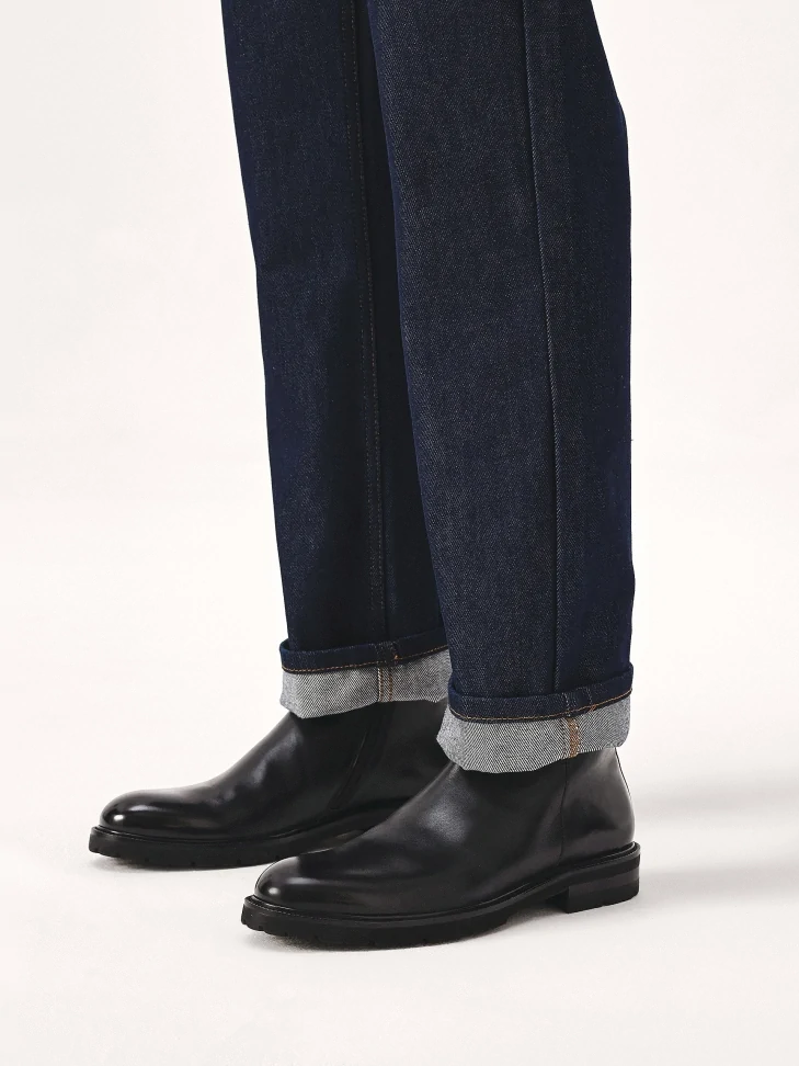 Kazar Leather Black Boots With Minimalist Upper