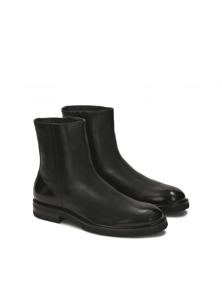 Kazar Leather Black Boots With Minimalist Upper