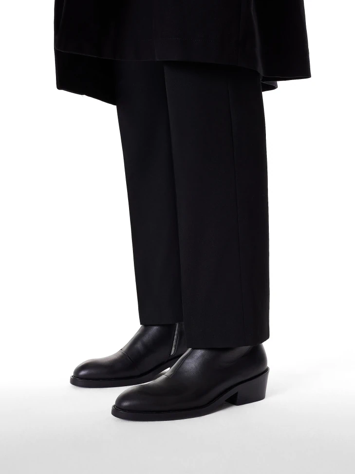 Kazar Leather Black Boots With Zipper Upper