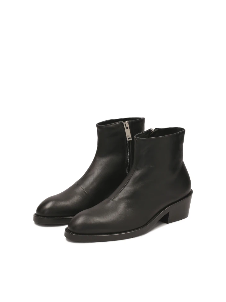 Kazar Leather Black Boots With Zipper Upper