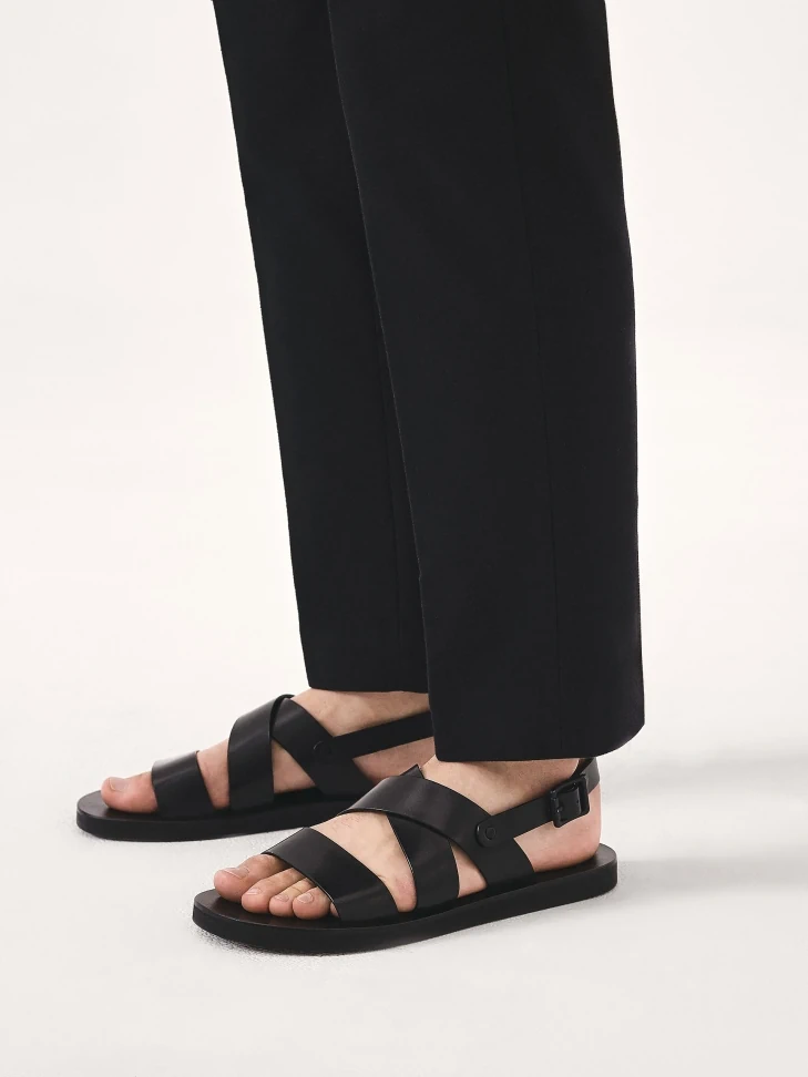 Kazar Leather Black Buckle Sandals