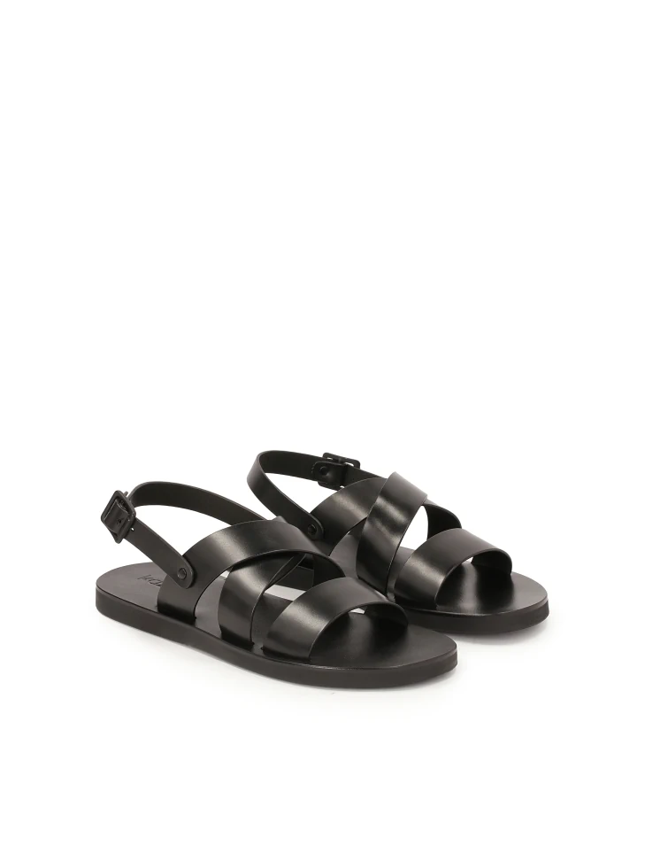 Kazar Leather Black Buckle Sandals