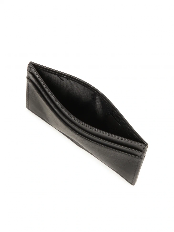 Kazar Leather Black Card Case With Red Accents