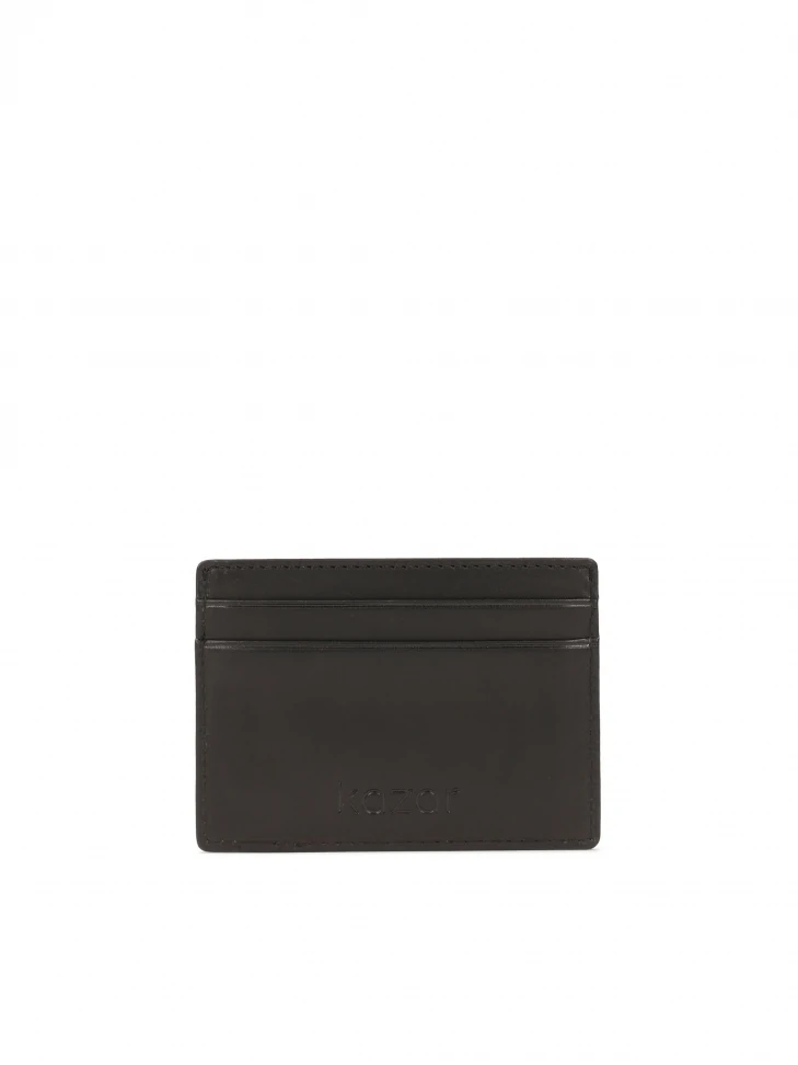 Kazar Leather Black Card Case With Red Accents