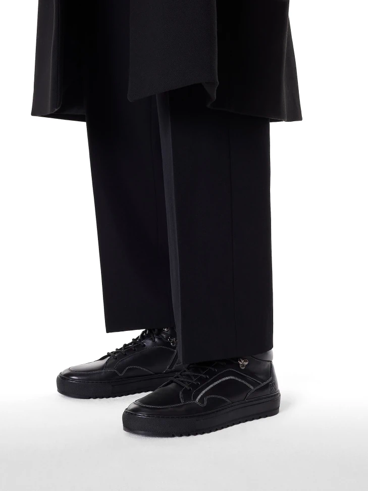 Kazar Leather Black High Sneakers