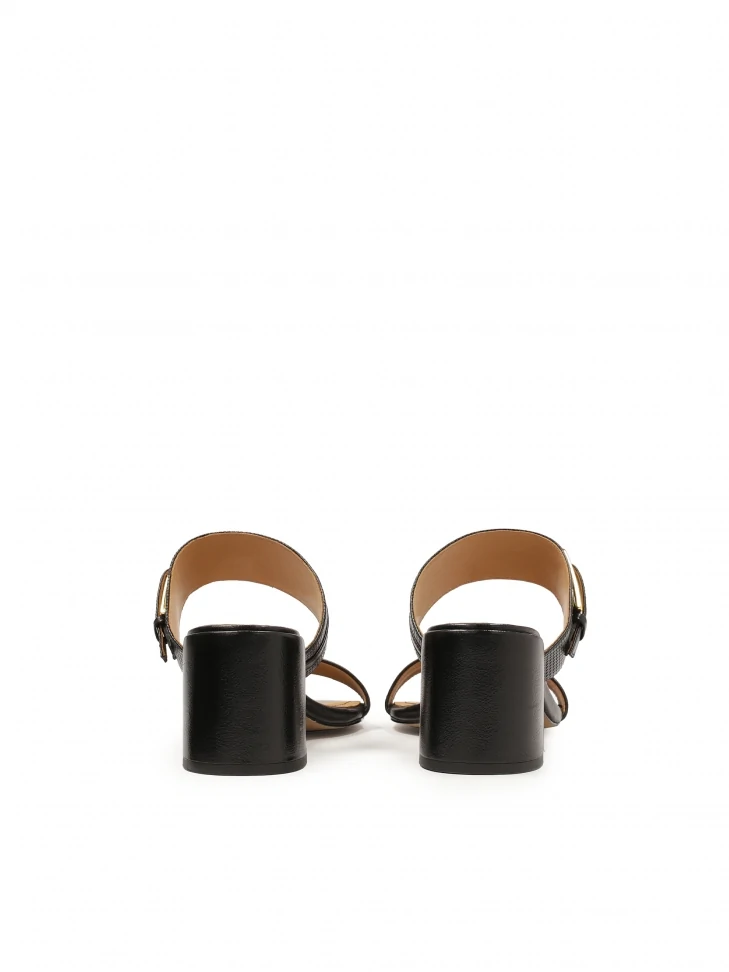 Kazar Leather Black Mules With Two Straps
