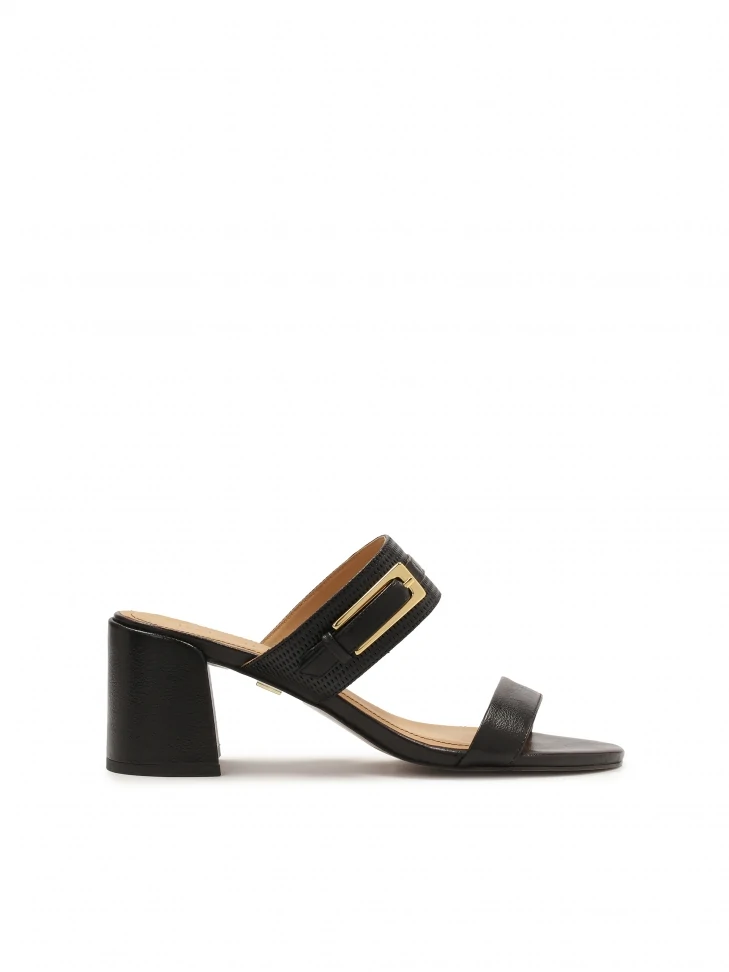 kazar Leather black mules with two straps