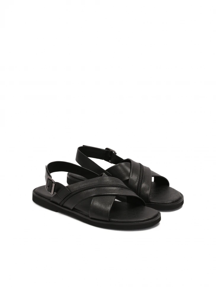 Kazar Leather Black Sandals With A Buckle