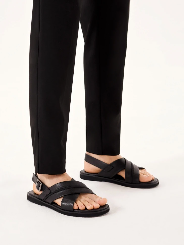Kazar Leather Black Sandals With A Buckle