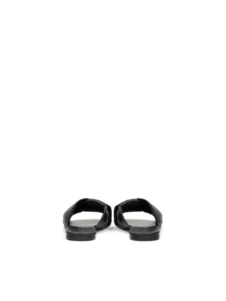Kazar Leather Black Slides With Soft Straps