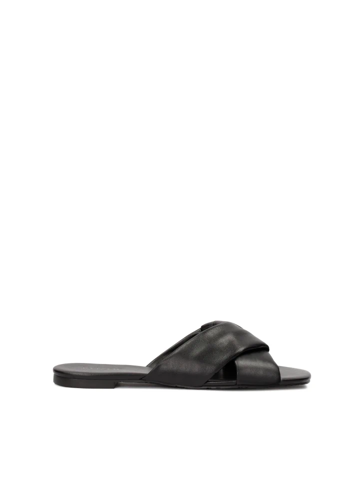kazar Leather black slides with soft straps
