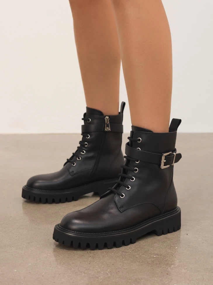 Kazar Leather Boots Decorated With Stripes