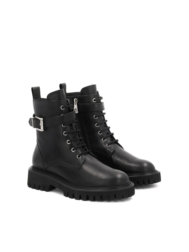 Kazar Leather Boots Decorated With Stripes