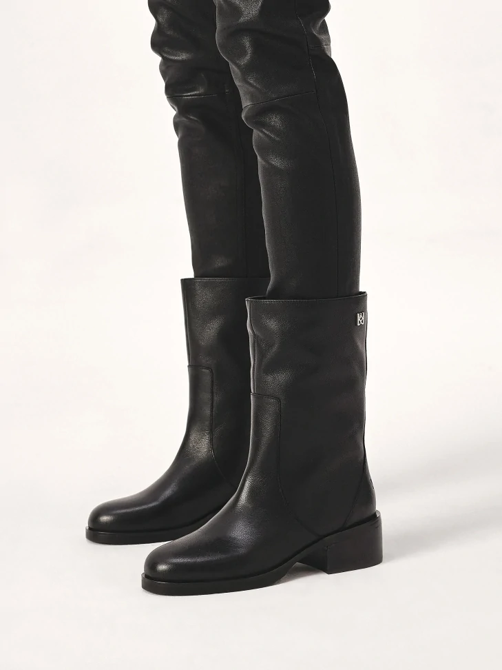 Kazar Leather Boots With A Slip-on Wide Upper