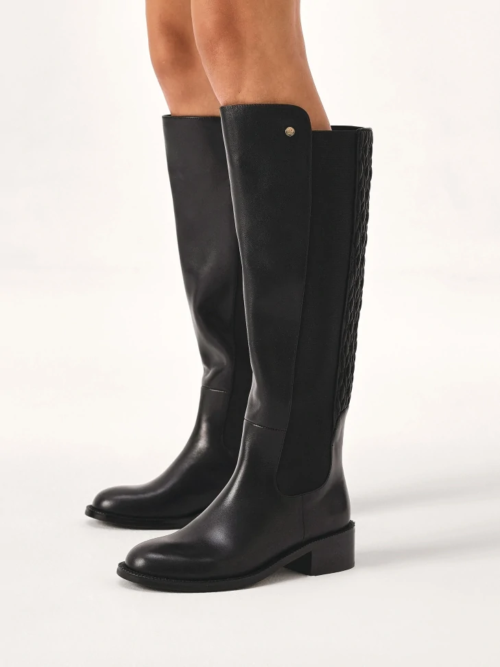 Kazar Leather Boots With Crinkle Slip-on Upper