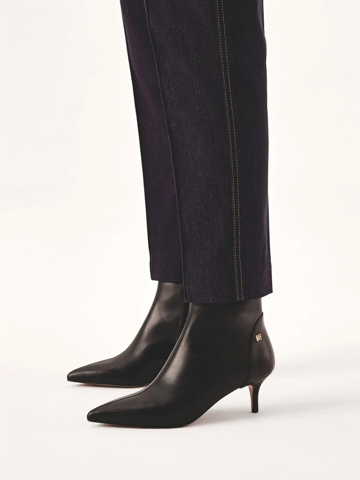 Kazar Leather Boots With Ducktail Heels