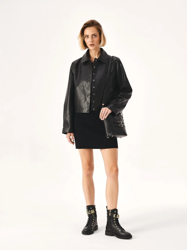 Kazar Leather Boots With Metal Lettering