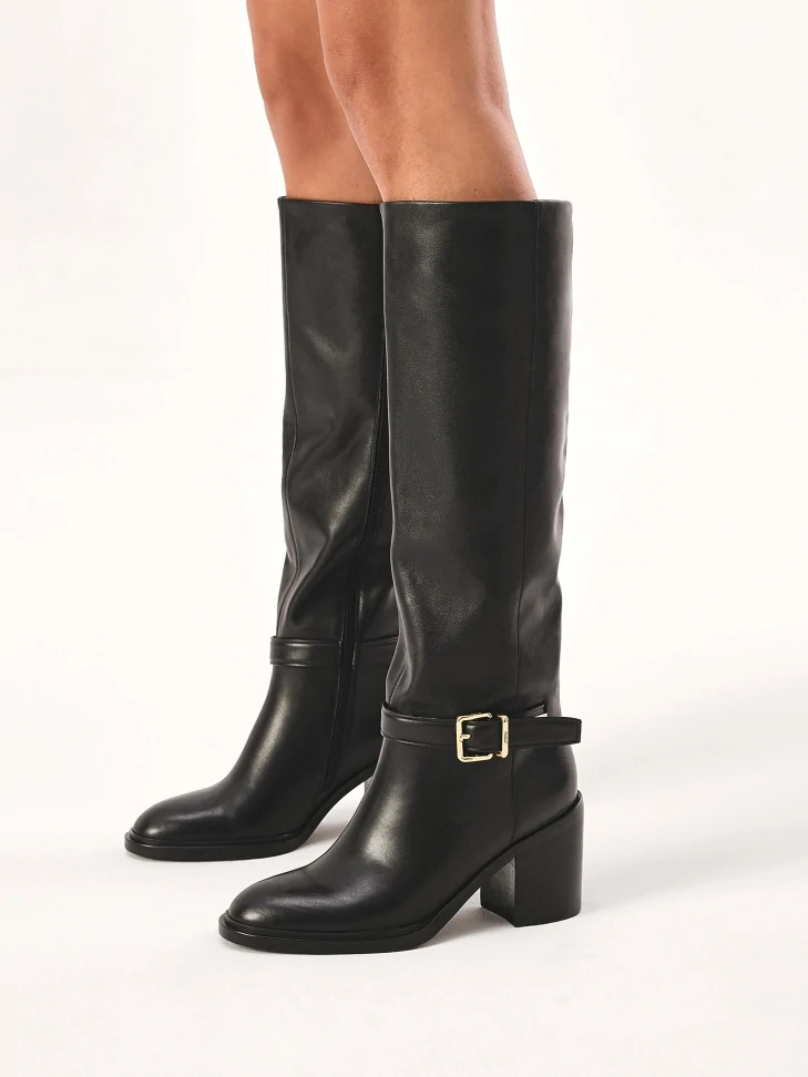 Kazar Leather Boots With Wide Heels