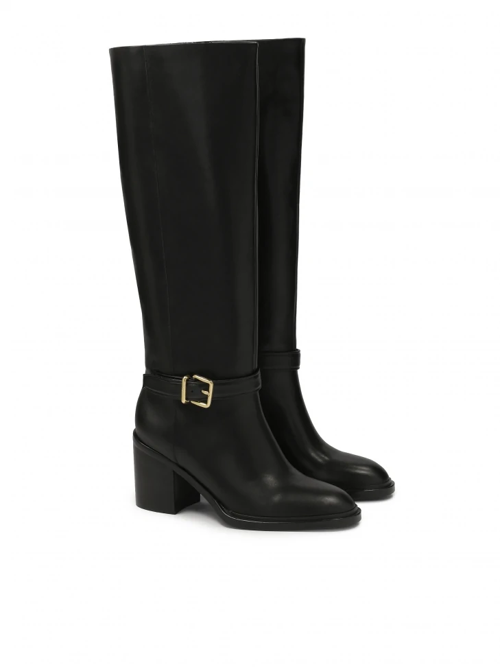 Kazar Leather Boots With Wide Heels