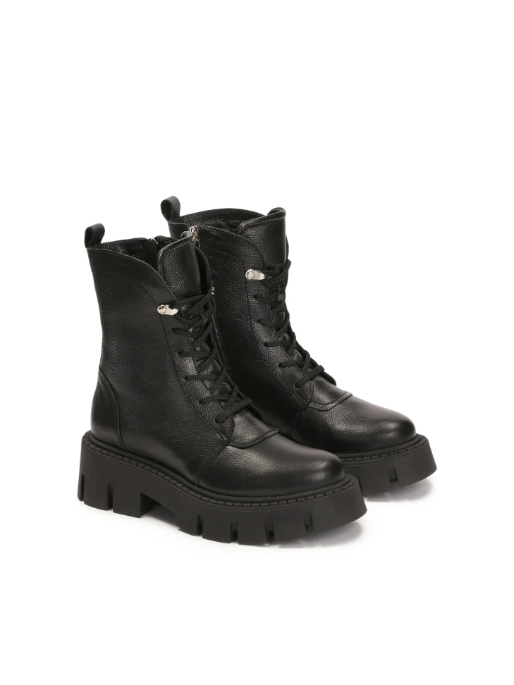 Kazar Leather Boots With Zipper And Lacing