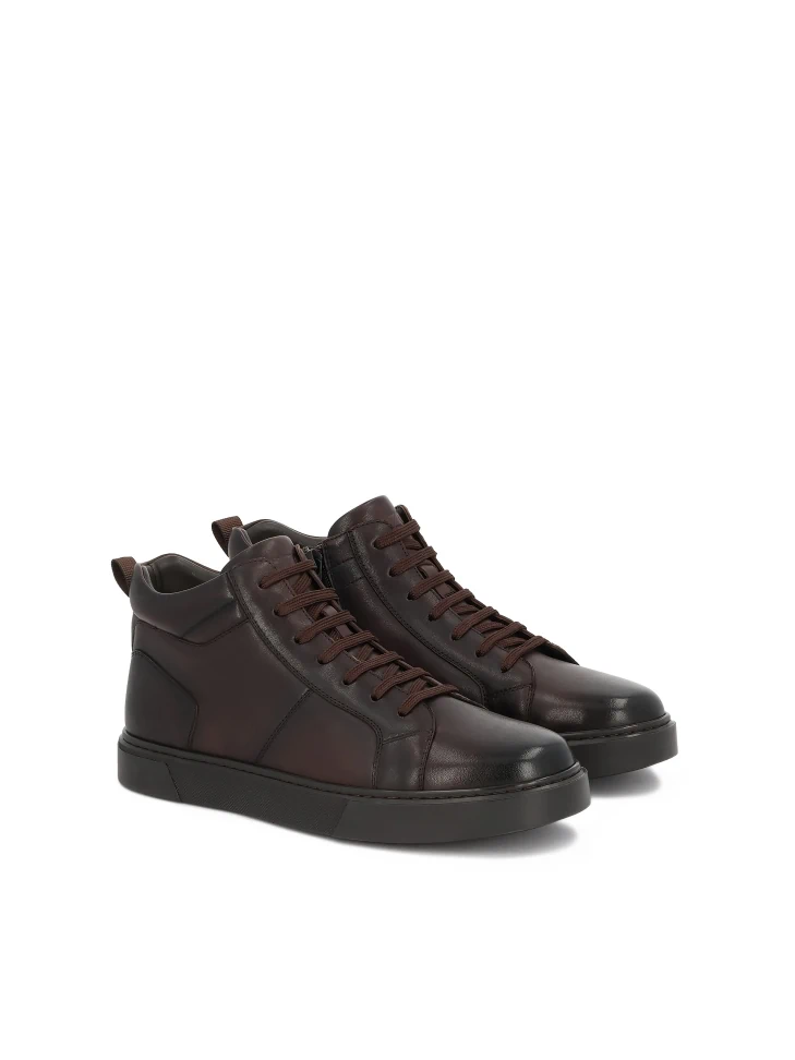 Kazar Leather Brown Sneakers With High Upper