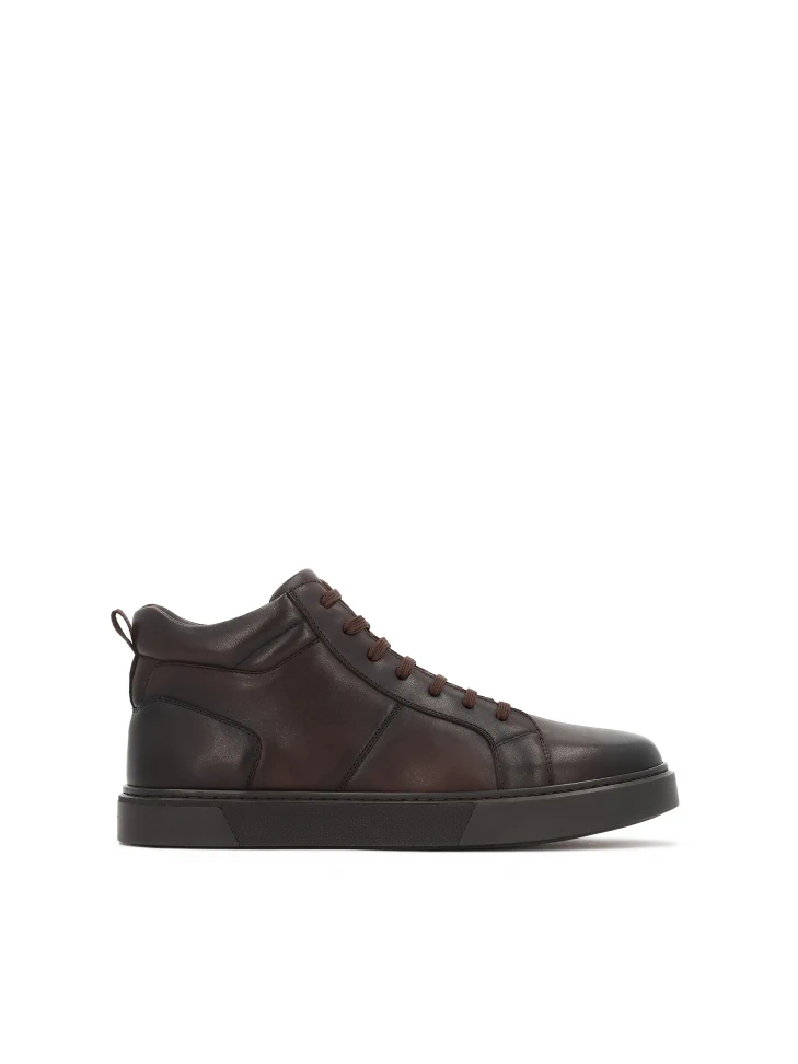 kazar Leather brown sneakers with high upper