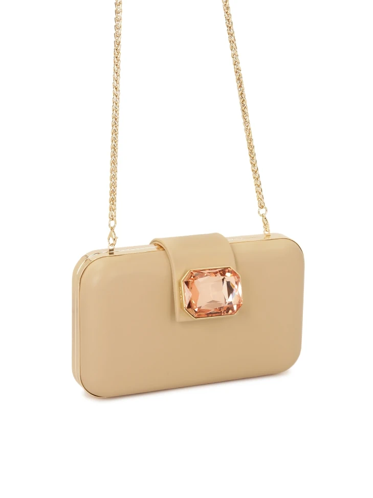 Kazar Leather Clutch Bag With Large Stone