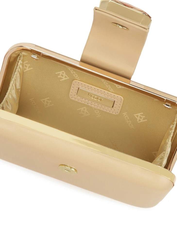 Kazar Leather Clutch Bag With Large Stone