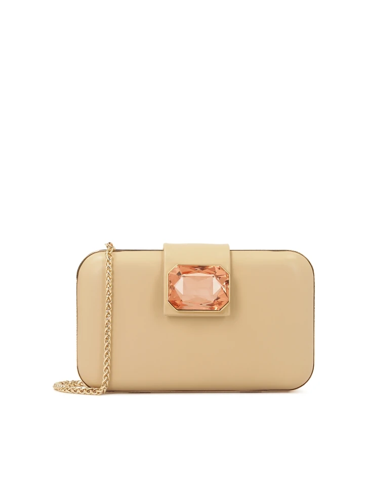 kazar Leather clutch bag with large stone