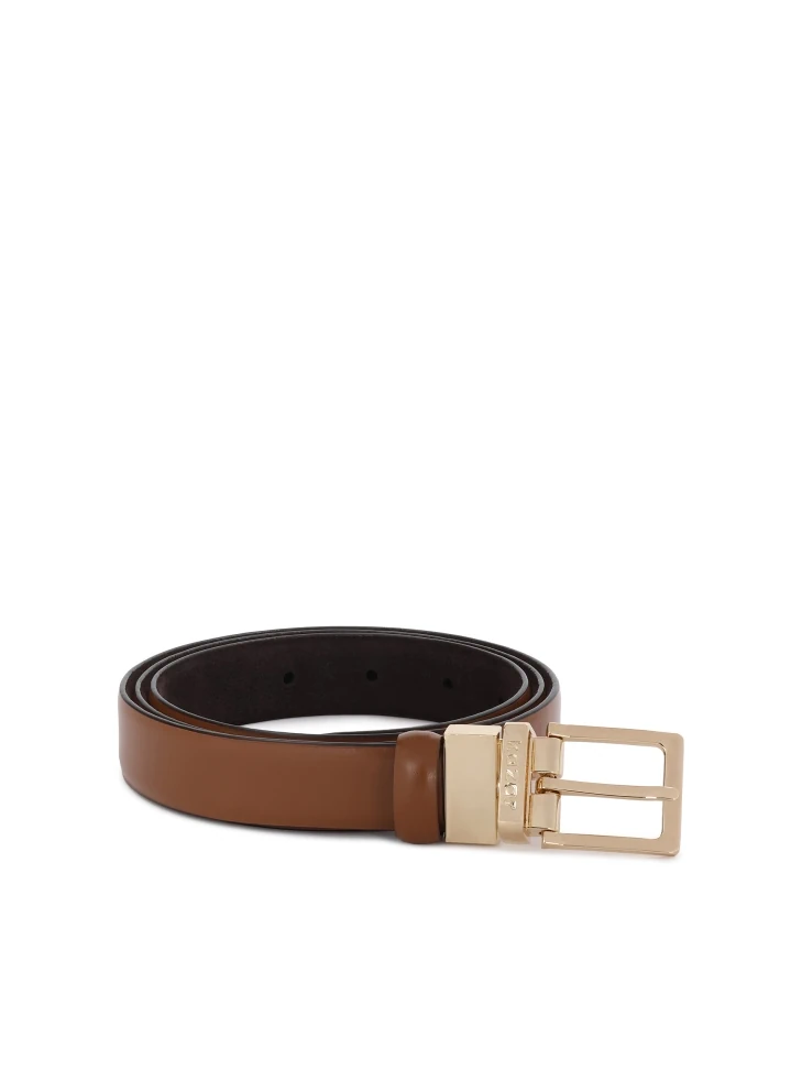 Kazar Leather Double-sided Belt In Shades Of Brown
