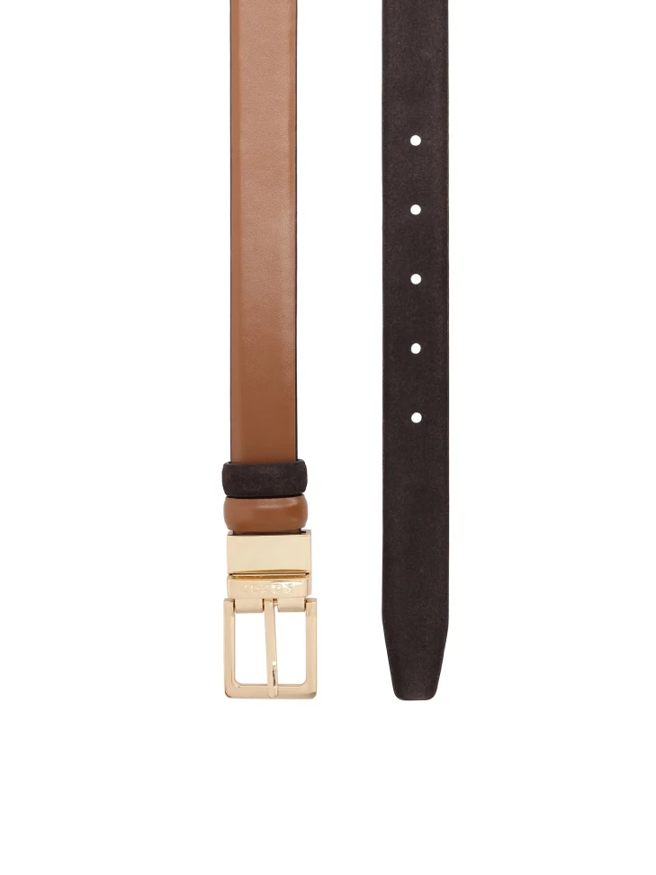 Kazar Leather Double-sided Belt In Shades Of Brown