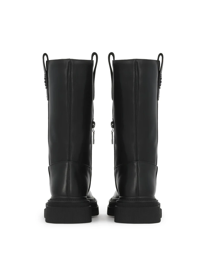 Kazar Leather Flat Boots With High Upper