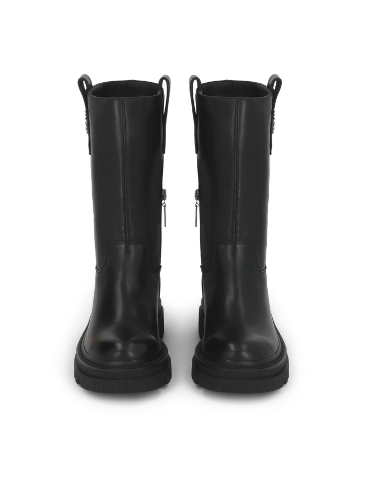 Kazar Leather Flat Boots With High Upper