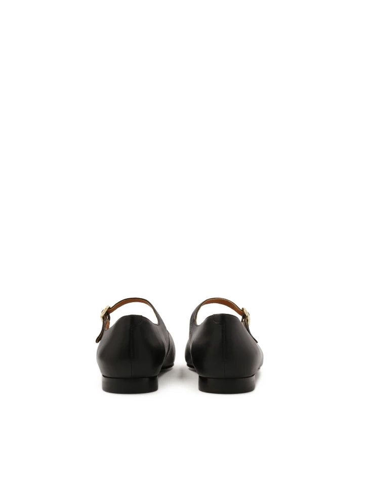 Kazar Leather Flat Pumps With Patent Leather Noses