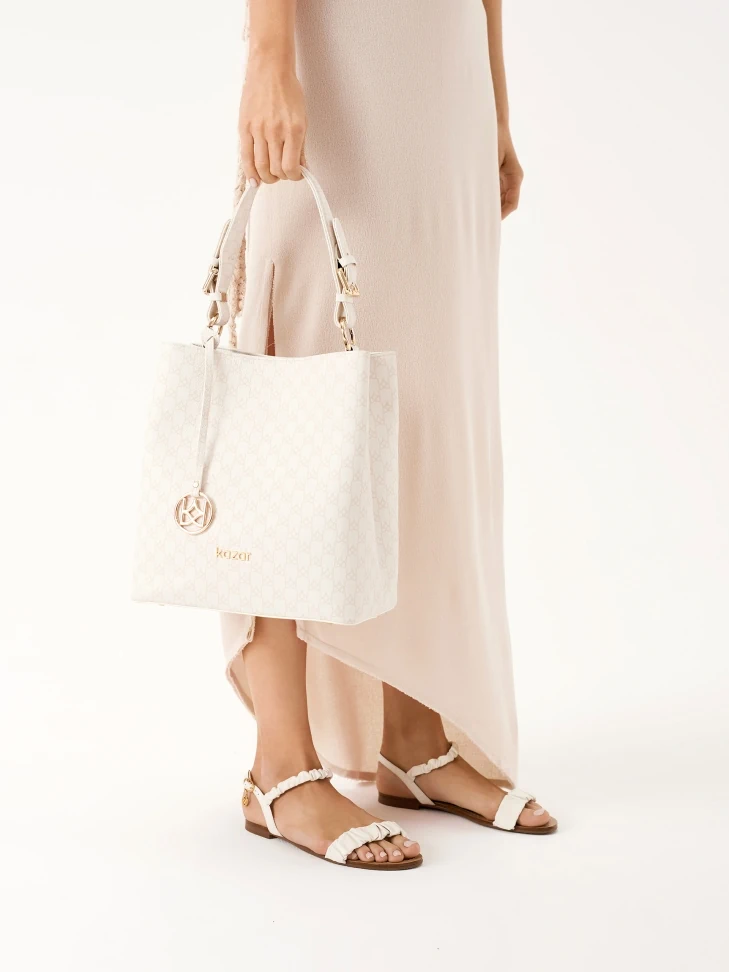 Kazar Leather Flat Sandals With Crinkled Straps