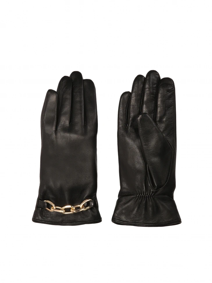 Kazar Leather Gloves With Decorative Chain