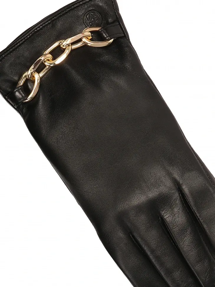 Kazar Leather Gloves With Decorative Chain