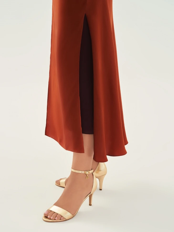 Kazar Leather Golden Sandals On A Comfortable Heel