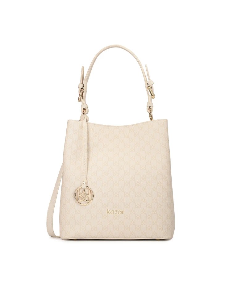 kazar Leather handbag with beige print