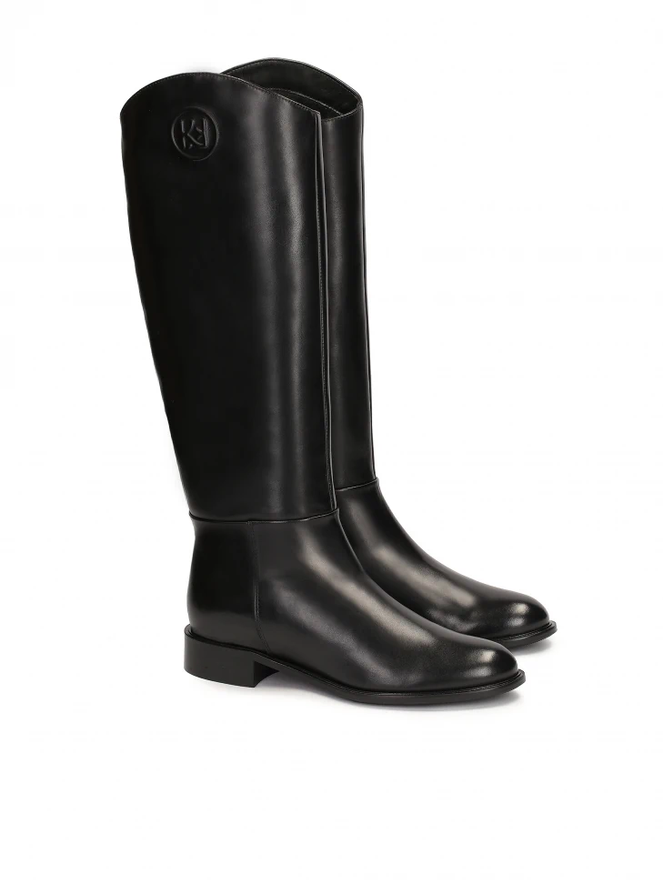 Kazar Leather High Boots With A Rounded Upper
