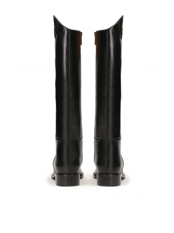 Kazar Leather High Boots With A Rounded Upper