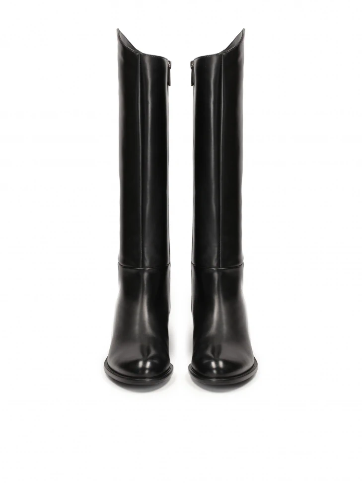 Kazar Leather High Boots With A Rounded Upper