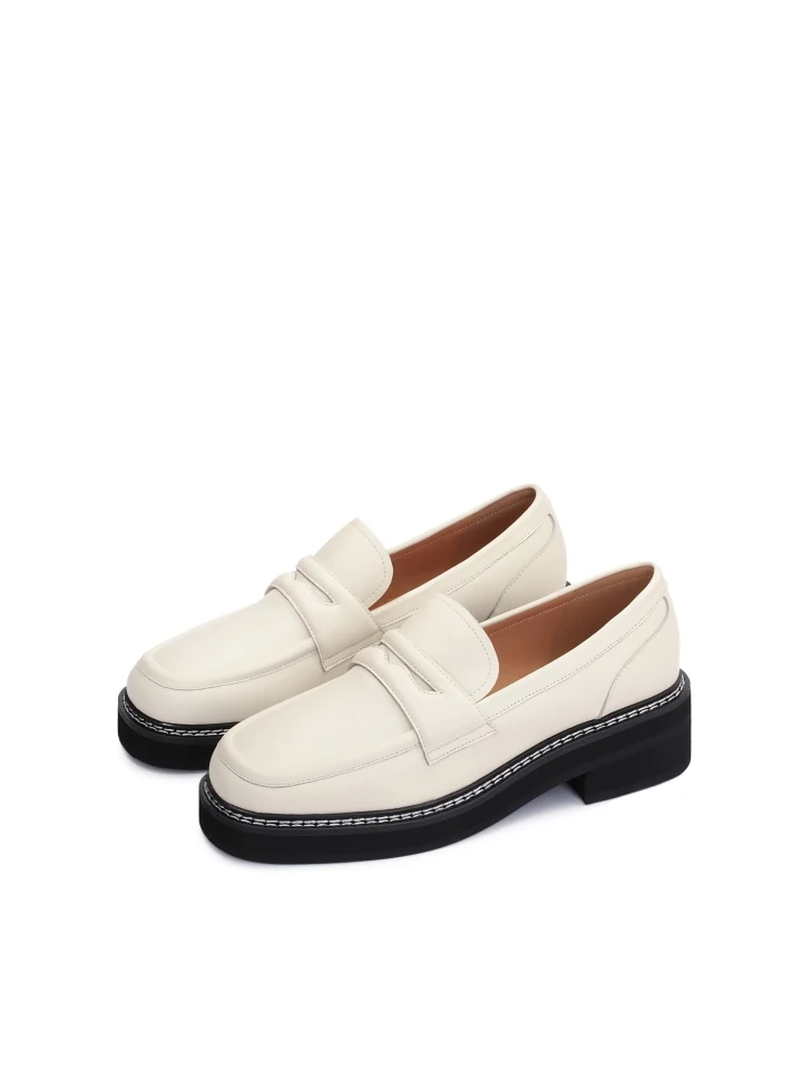 Kazar Leather Loafers In Off-white Colour