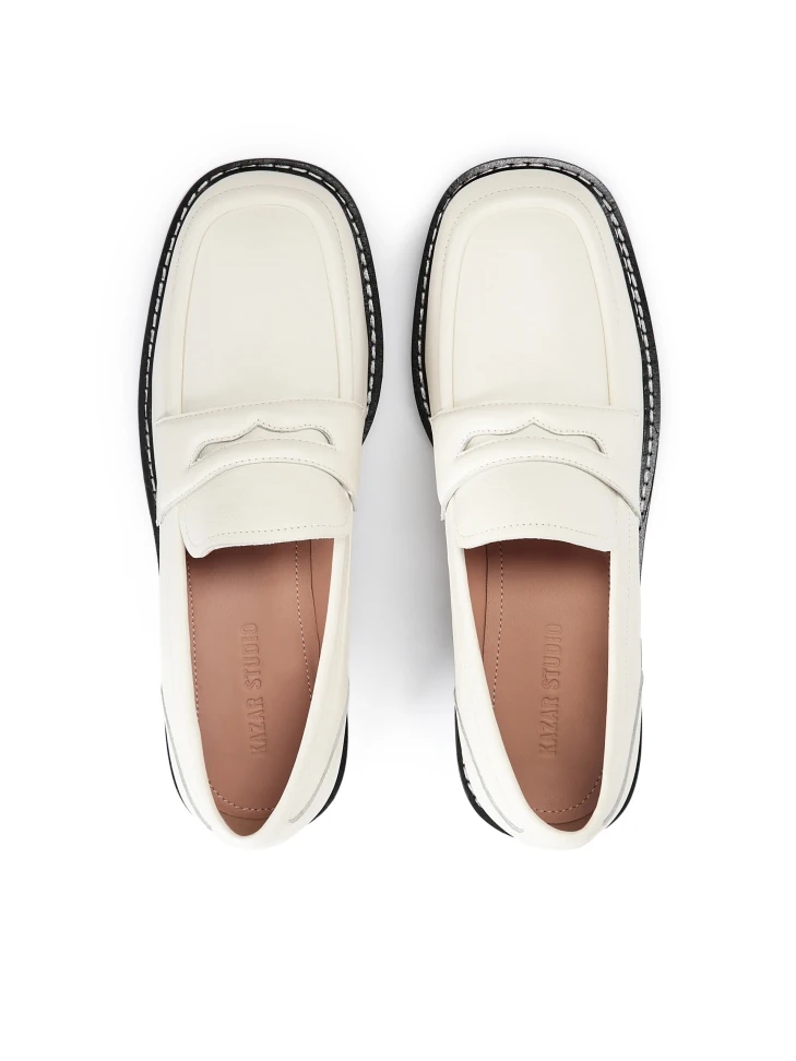 Kazar Leather Loafers In Off-white Colour