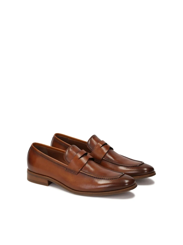 Kazar Leather Loafers With Cross Strap