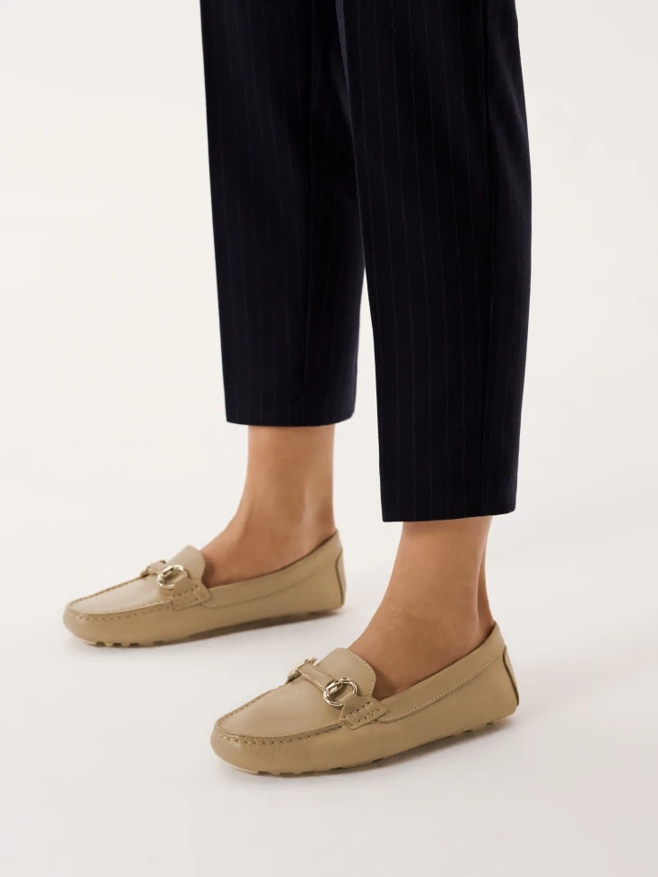 Kazar Leather Moccasins With Metal Buckle
