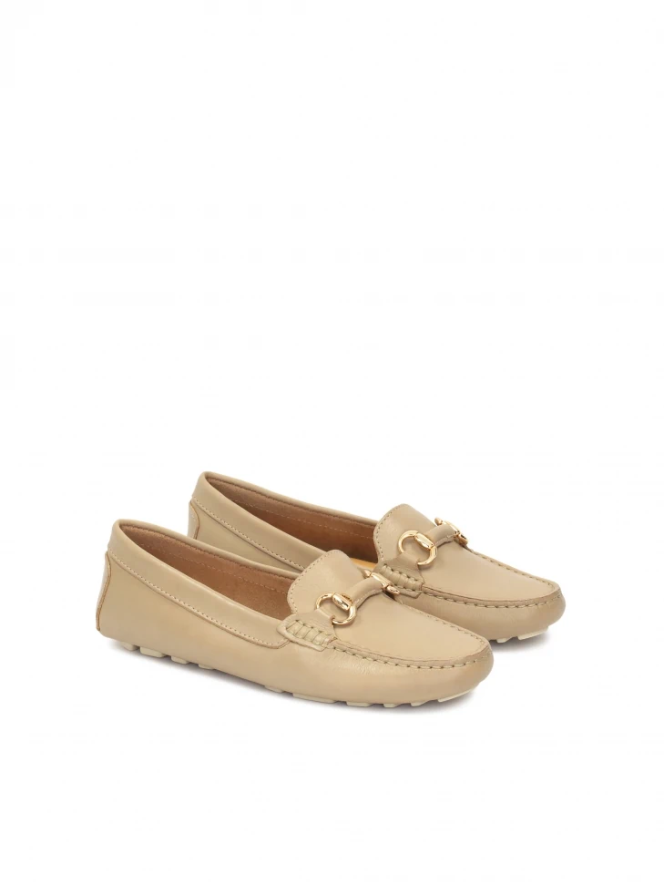 Kazar Leather Moccasins With Metal Buckle