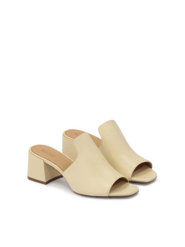 Kazar Leather Mules With A Wide Heel