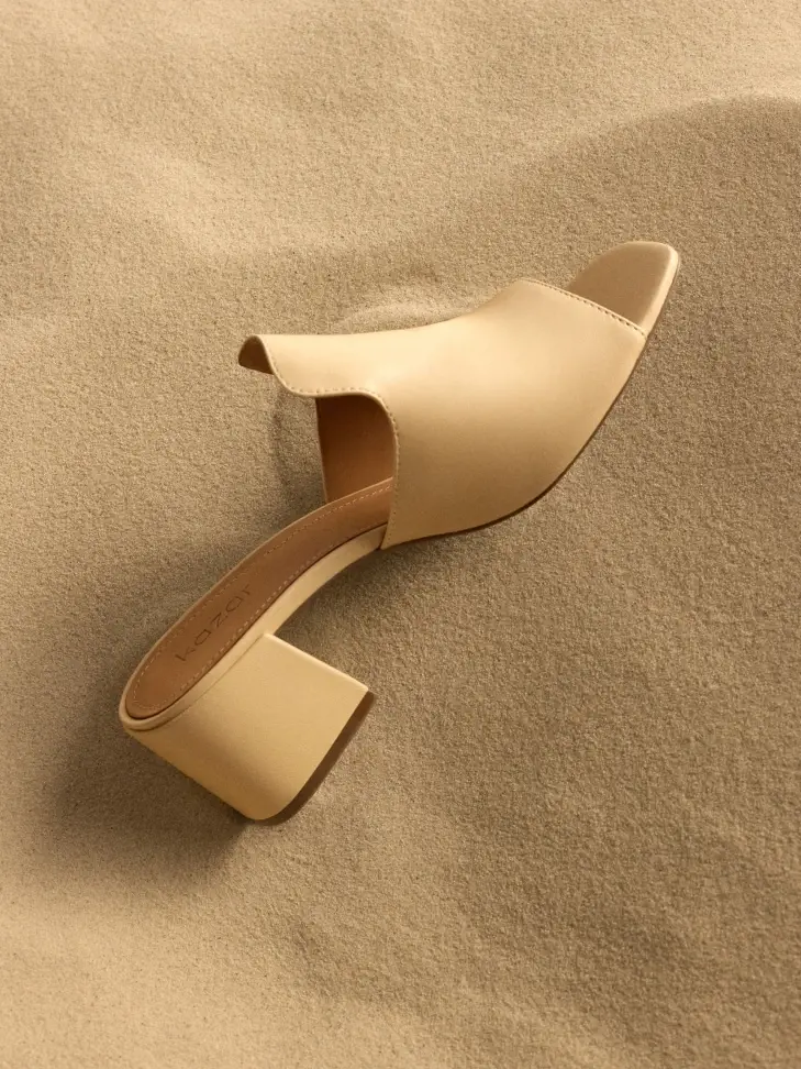 kazar Leather mules with a wide heel
